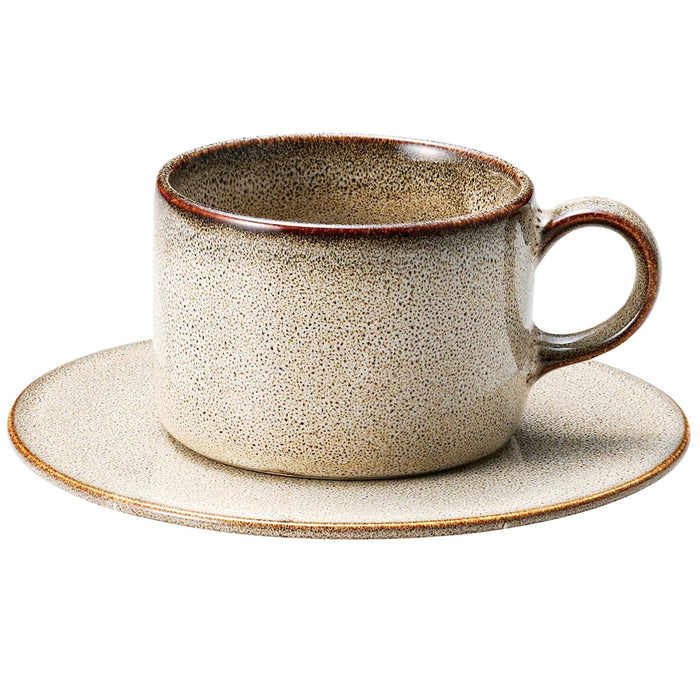 Aito Itsumo Itsumo Beige Coffee Cup Plate Set 250ml Mino Ware Dishwasher Safe