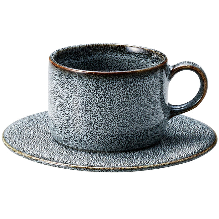 Aito Itsumo Coffee Cup and Plate Set 250ml Gray Mino Ware Dishwasher Safe
