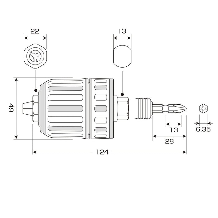 Anex Keyless Drill Chuck Bit with 1.5-13mm Rubber Grip - Model AKL-195E-Kiichin - The #1 Place for Japanese Goods in Your Hand!