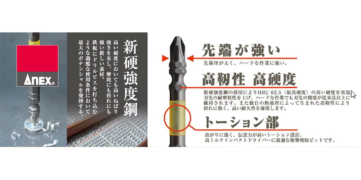 Anex Kuroryu Tough Bits Anex Set of 5 Double-Headed Abrm5-01 Anex Tool-Kiichin - The #1 Place for Japanese Goods in Your Hand!