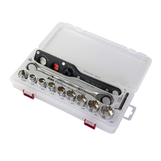 Anex Offset Adapter 19 Multi-Set AOA-19S3 Anex 19mm Ratchet Wrench with Case-Kiichin - The #1 Place for Japanese Goods in Your Hand!