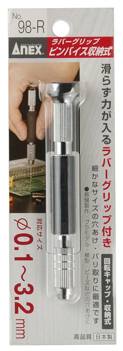 Anex Rubber Grip Retractable Pin Vise Tool 0.1-3.2mm No.98-R-Kiichin - The #1 Place for Japanese Goods in Your Hand!