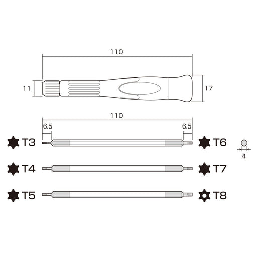 Anex Precision Interchangeable Screwdriver Set Super Fit Hex Lobe - Anex No.3602-Kiichin - The #1 Place for Japanese Goods in Your Hand!