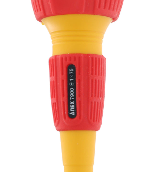 Anex Insulated Screwdriver 1000V Compatible Slim Tip +1x75 No.7900 Tool-Kiichin - The #1 Place for Japanese Goods in Your Hand!