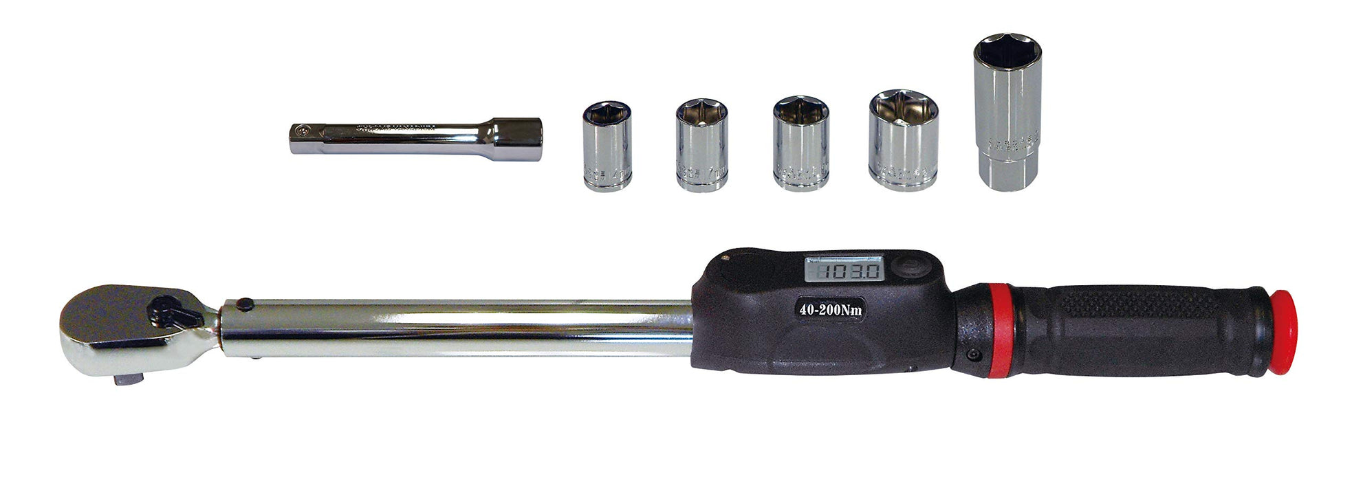 Emerson Digital Torque Wrench 40-200Nm ±4% Accuracy 1/2 Inch with Sockets