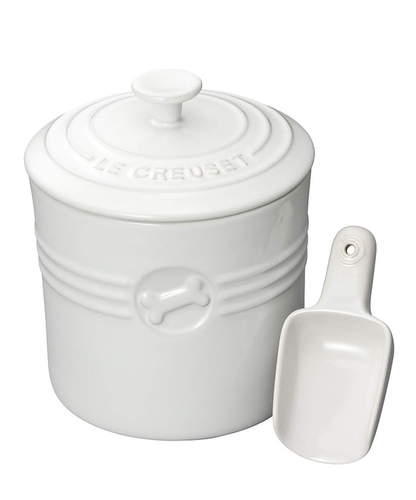 Le Creuset White Pet Food Container with Scoop Official Japanese Product-Kiichin - The #1 Place for Japanese Goods in Your Hand!