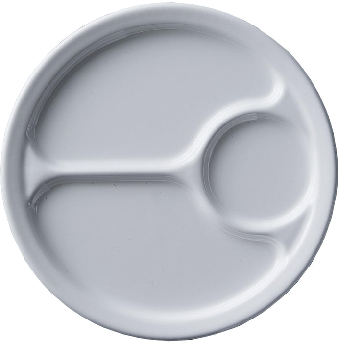 Noda Horo Enamel Round Plate 24cm White Heat Resistant Divided Lunch Plate