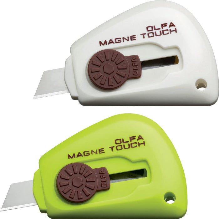 Olfa Magnetouch 2-Piece Set in White and Lime Green - 95B2 Model by Olfa-Kiichin - The #1 Place for Japanese Goods in Your Hand!