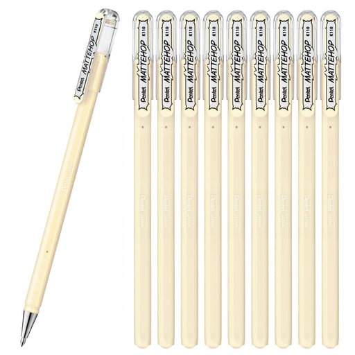 Pentel 10-Pack Matte Hop Ivory White Color Ballpoint Pens K110-Vh-Kiichin - The #1 Place for Japanese Goods in Your Hand!