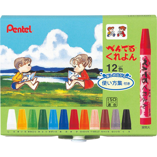 Pentel 12-Color Crayon Set with User Guide PTCR-12-Kiichin - The #1 Place for Japanese Goods in Your Hand!