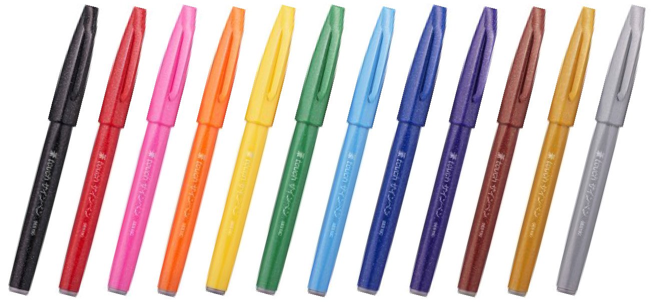 Pentel 12-Color Set Felt-Tip Pen Brush Touch SES15C-12-Kiichin - The #1 Place for Japanese Goods in Your Hand!