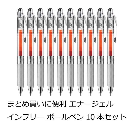 Pentel Energel 0.7 Gel Ink Ballpoint Pens Orange Pack of 10-Kiichin - The #1 Place for Japanese Goods in Your Hand!