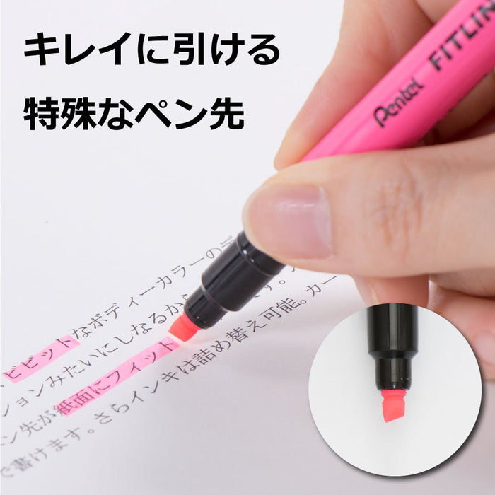Pentel 5-Piece Pink Fitline Highlighter Set Model Xslw11-P-Kiichin - The #1 Place for Japanese Goods in Your Hand!