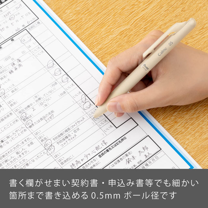 Pentel Calme 0.5mm Oil-Based Ballpoint Pen Set White Beige Turquoise - 3 Pieces-Kiichin - The #1 Place for Japanese Goods in Your Hand!