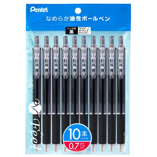 Pentel 10 Pack Clear Black 0.7 Oil-Based Ballpoint Pen XBXB117A10-Kiichin - The #1 Place for Japanese Goods in Your Hand!