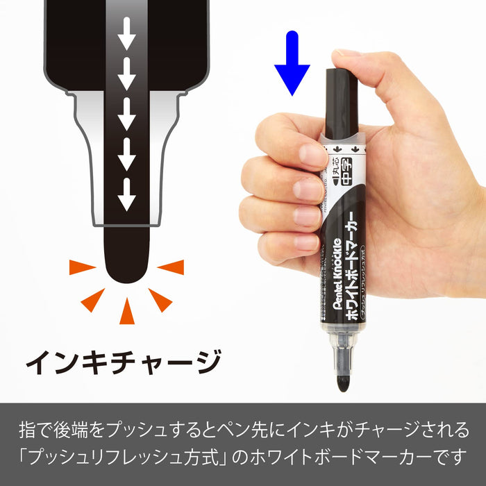 Pentel Xmwlm-A3 Medium Point 3-Pack Black Whiteboard Marker-Kiichin - The #1 Place for Japanese Goods in Your Hand!