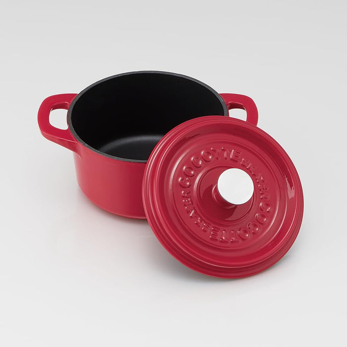 Skater Ih Compatible 16Cm Enameled Cocotte Pot in Paprika Red Iron Cooking Pot