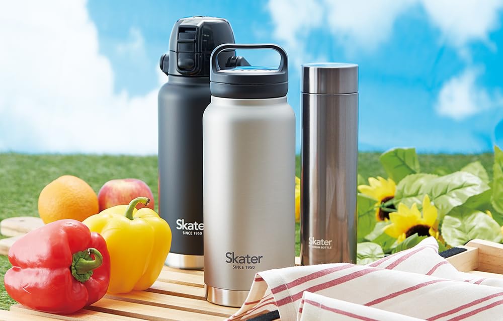 Skater Stainless Steel 1000Ml Direct Bottle With Handle Black Water Bottle