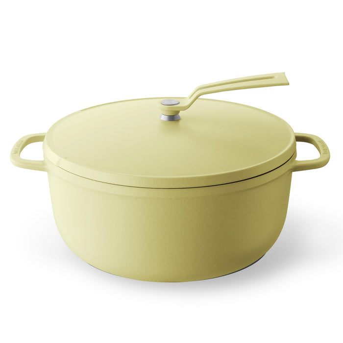 Vermicular 26Cm Matte Chamomile Yellow Cast Iron Enamel Pot with Recipe Book