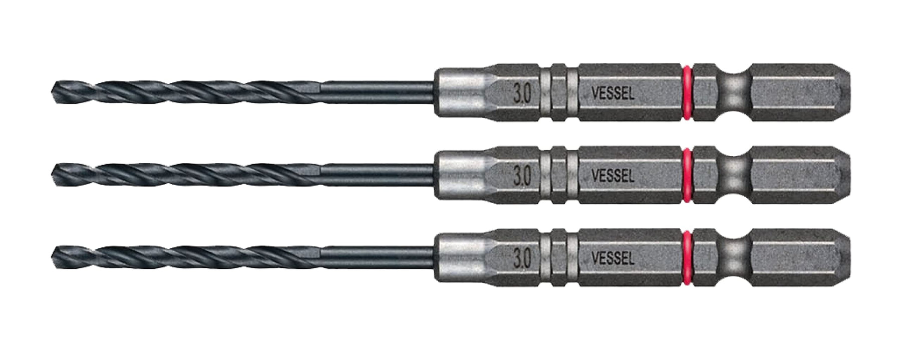 Vessel 3-Piece Cushion Drill Bit Set for Ironwork 3.0mm - AMD3S-3.0-Kiichin - The #1 Place for Japanese Goods in Your Hand!