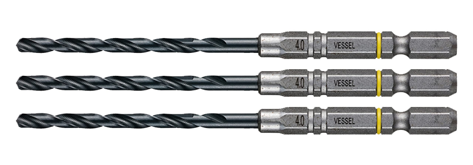 Vessel 3-Piece Drill Bit Set 4.0mm Cushion Grip Drill for Ironwork AMD3S-4.0-Kiichin - The #1 Place for Japanese Goods in Your Hand!