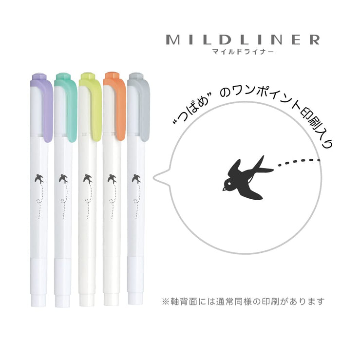 Zebra 5-Color Mild Liner Highlighter Set with Swallow Pattern Chuck Case Wkt5-5C-5B-Kiichin - The #1 Place for Japanese Goods in Your Hand!
