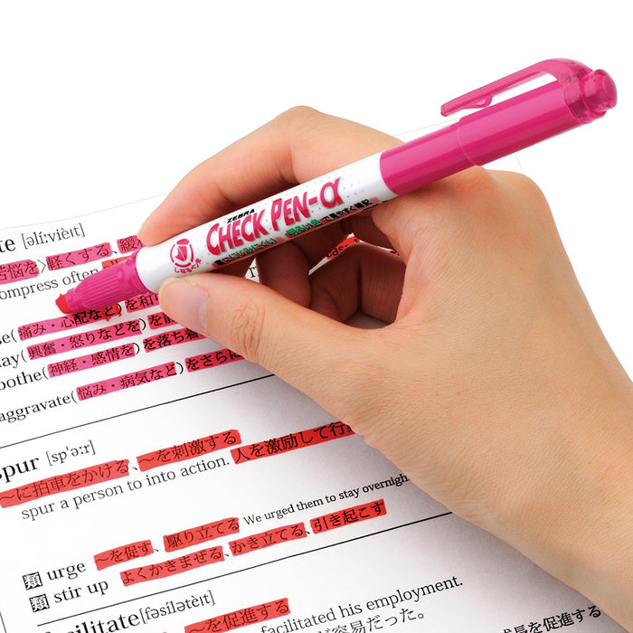 Zebra Alpha Pink Memorization Check Pen Pack of 10 - B-Wyt20-P-Kiichin - The #1 Place for Japanese Goods in Your Hand!