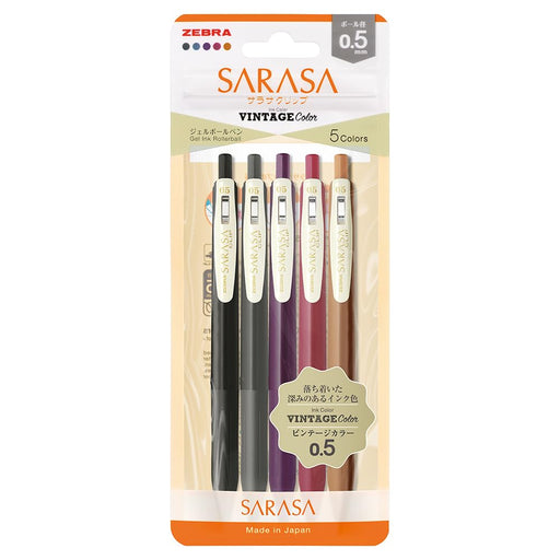 Zebra 5 Color Set Gel Ballpoint Pen Sarasa Clip 0.5mm Vintage Additional Colors-Kiichin - The #1 Place for Japanese Goods in Your Hand!