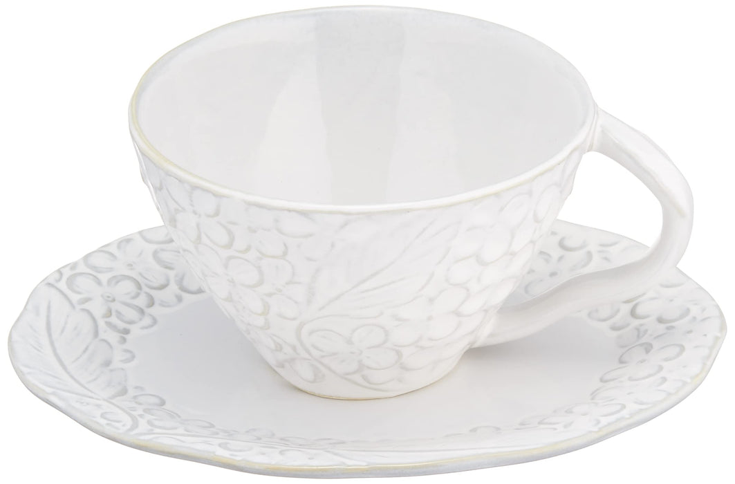 Aito Lien Coffee Cup & Saucer 330ml White Mino Ware Japan 267841-Kiichin - The #1 Place for Japanese Goods in Your Hand!