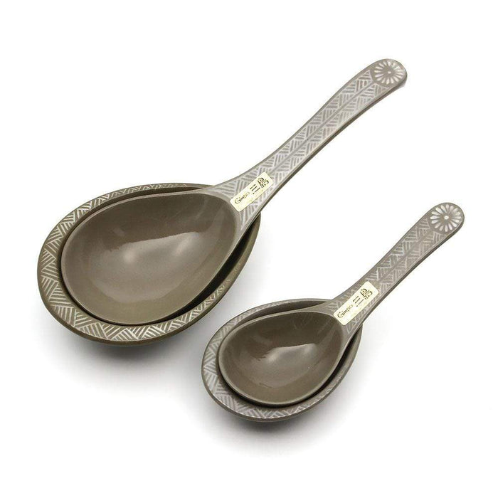 Ginpo Banko Ware Renge Soup Spoon & Spoon Rest Small - Set (Renge Spoon & Spoon Rest)-Kiichin - The #1 Place for Japanese Goods in Your Hand!