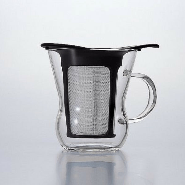 Hario 200Ml Black Glass Mug with Infuser - Heat Resistant-Kiichin - The #1 Place for Japanese Goods in Your Hand!