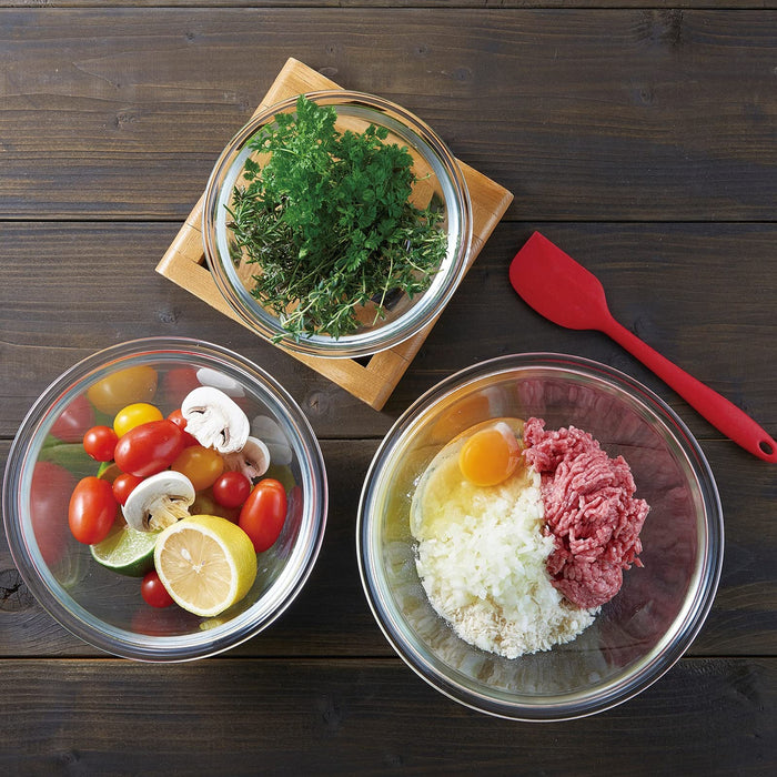 Hario Japan 900Ml Buono Kitchen Set Of 3 Clear Glass Bowls-Kiichin - The #1 Place for Japanese Goods in Your Hand!