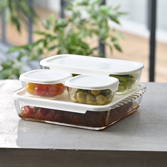 Hario Glass Container Set (4) - 250 900 2000Ml - Microwave & Lid Safe - Made In Japan-Kiichin - The #1 Place for Japanese Goods in Your Hand!