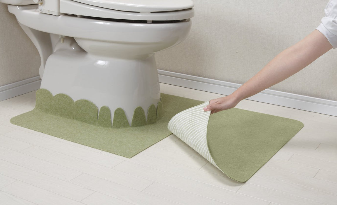 Sanko Mitsuba Okunaga Toilet Mat - Green, 60x90cm, Made in Japan, Washable & Deodorant-Kiichin - The #1 Place for Japanese Goods in Your Hand!
