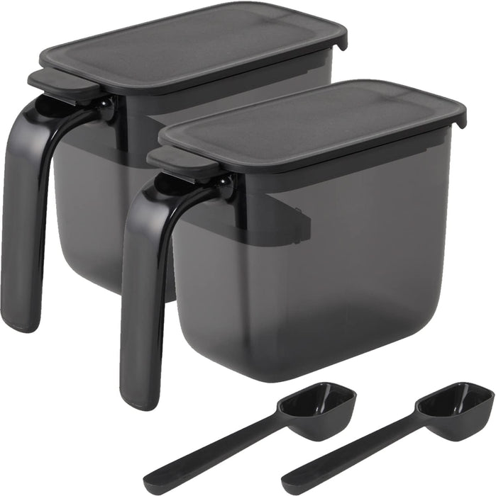 Marna Japan Seasoning Pot Set with Spoon - Black Salt Sugar Container-Kiichin - The #1 Place for Japanese Goods in Your Hand!