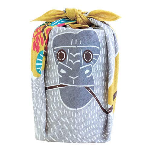 Musubi Furoshiki 50Cm Kata Kata Gorilla Yellow - Made In Japan-Kiichin - The #1 Place for Japanese Goods in Your Hand!