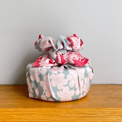 Musubi Furoshiki Chief Isa Pattern Double Sided Cotton - Weeping Cherry Blossom Pink Mint 48Cm-Kiichin - The #1 Place for Japanese Goods in Your Hand!