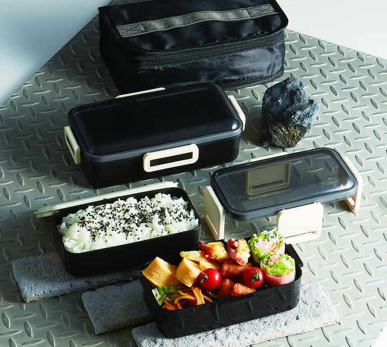 Skater 2 Tier Lunch Box Black 850ml Japan KCPFLW9AG_573422 w/Cooling Bag-Kiichin - The #1 Place for Japanese Goods in Your Hand!