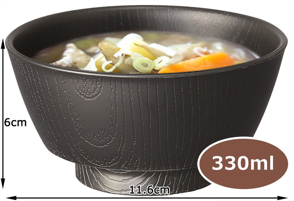 Skater Wood Grain Soup Bowl 330ml Black Japan NBLS2-Kiichin - The #1 Place for Japanese Goods in Your Hand!