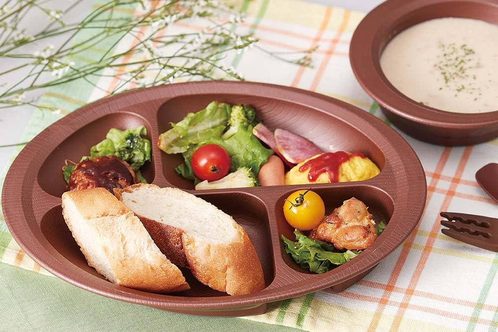 Skater Wood Grain Divider Plate Brown NLPS1 Japan-Kiichin - The #1 Place for Japanese Goods in Your Hand!