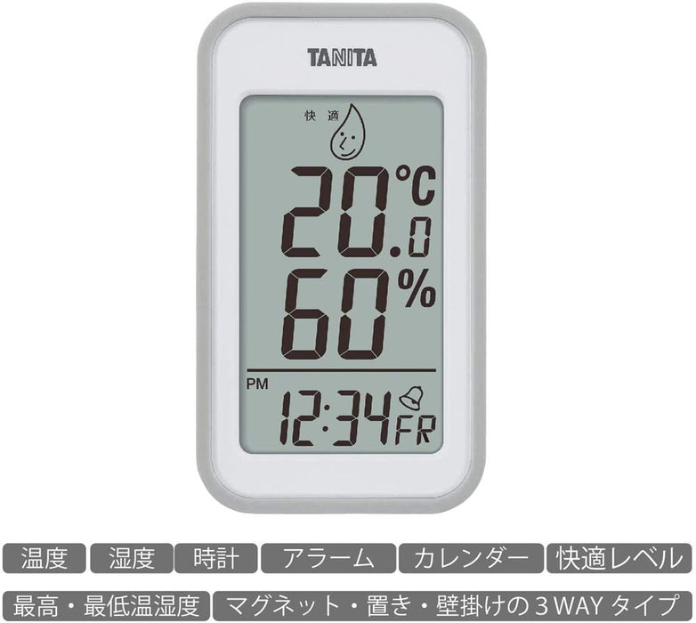 Tanita Japan Gray Digital Wall Clock with Thermo-Hygrometer, Calendar, and Alarm-Kiichin - The #1 Place for Japanese Goods in Your Hand!