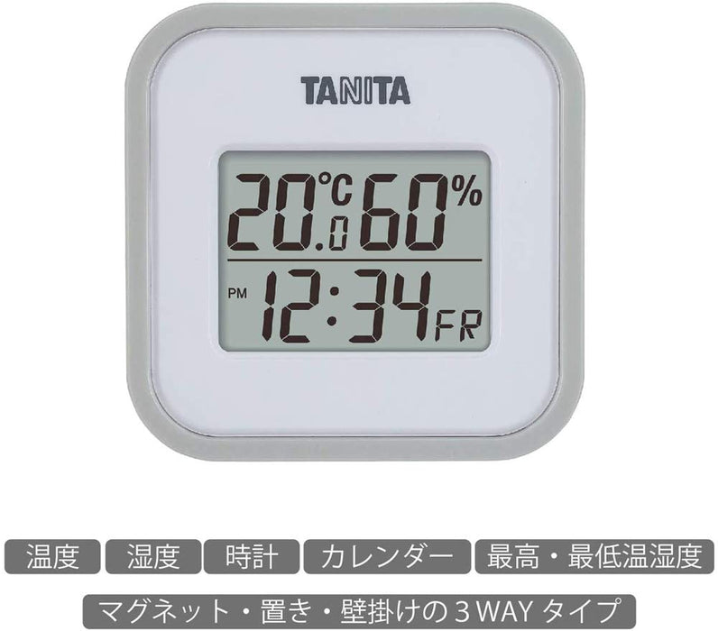 Tanita Tt-558Gy Digital Wall Clock Calendar - Temperature & Humidity Monitor-Kiichin - The #1 Place for Japanese Goods in Your Hand!