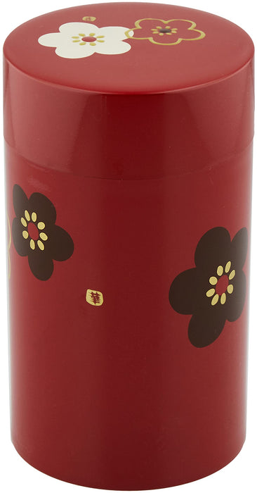 Tatsumiya Large Flower Plum Vermilion Tea Canister - Authentic Japanese Design-Kiichin - The #1 Place for Japanese Goods in Your Hand!