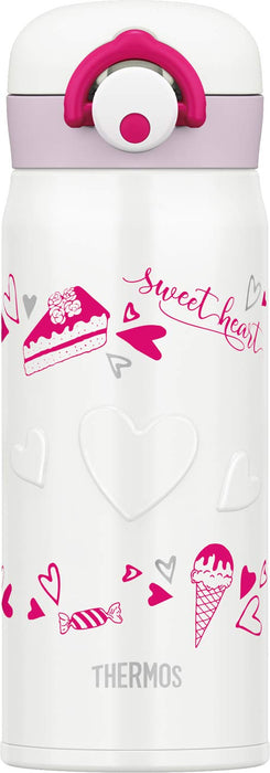 Thermos Jnr-400 White Vacuum Insulated Water Bottle 400ml-Kiichin - The #1 Place for Japanese Goods in Your Hand!