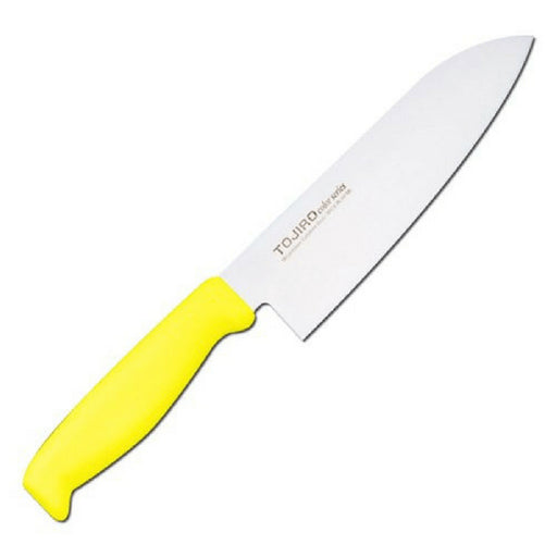 Tojiro Color MV Santoku Knife - Yellow Elastomer Handle-Kiichin - The #1 Place for Japanese Goods in Your Hand!