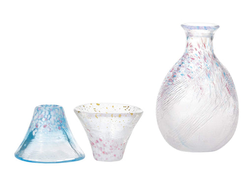 Toyo Sasaki Glass Sake Set - 3-Piece Good Luck Cup Sakurafuji Set-Kiichin - The #1 Place for Japanese Goods in Your Hand!