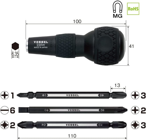 Vessel 220W-3 Ball Grip Driver Set Replacement-Kiichin - The #1 Place for Japanese Goods in Your Hand!