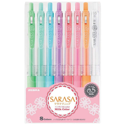Zebra Sarasa Clip Milk 0.5 Ballpoint Pens - 2-Pack, 8 Colors, Made In Japan-Kiichin - The #1 Place for Japanese Goods in Your Hand!
