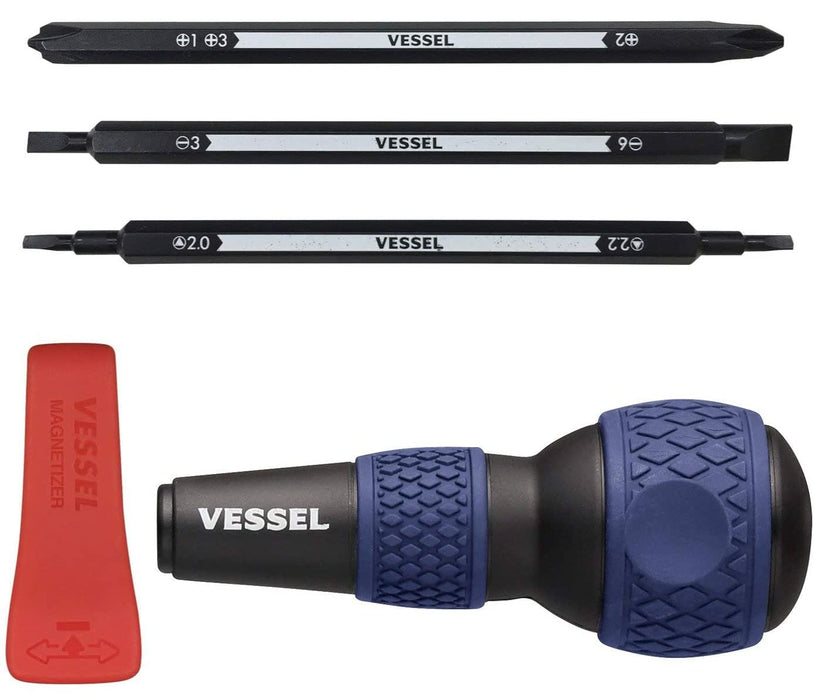 Vessel 220W-BC3B Multi-Function Screwdriver 7-in-1 Ball Grip Blue - Ideal for Home Use-Kiichin - The #1 Place for Japanese Goods in Your Hand!