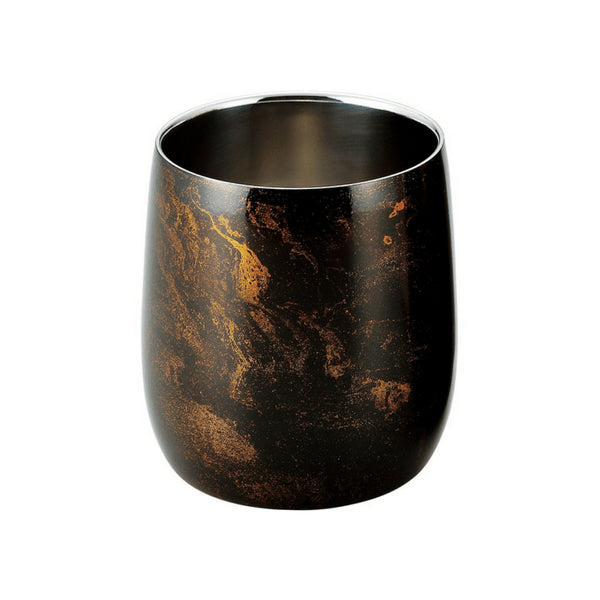 Asahi Japan Yamanaka Urushi Lacquered Double-Wall Round Glass 250Ml Gift Box - Elegant Black Design-Kiichin - The #1 Place for Japanese Goods in Your Hand!